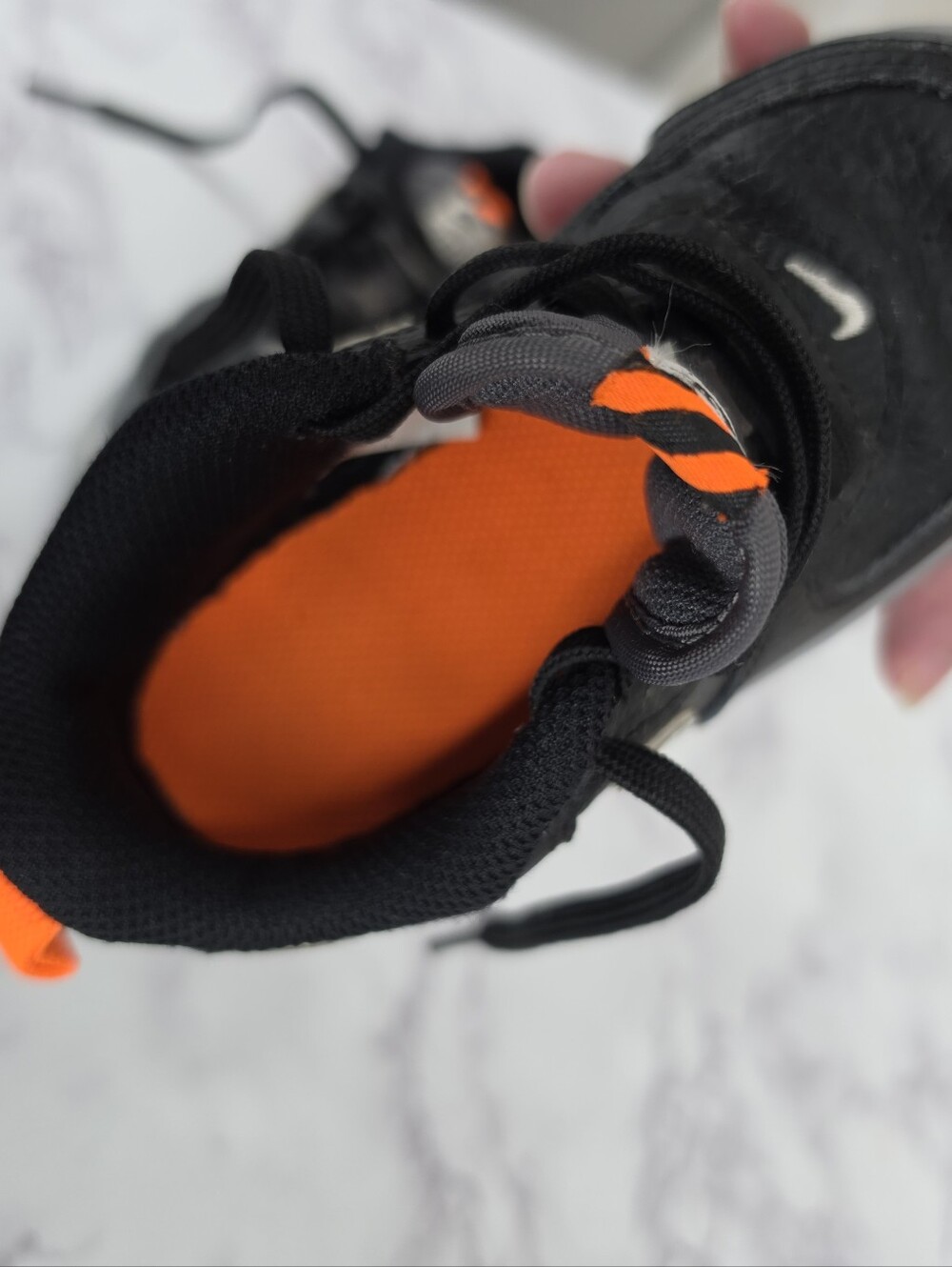 Nike Air Force Lv8 Kids Black & Gray Low-Top Sneakers with Orange Accent - Picture 4 of 11